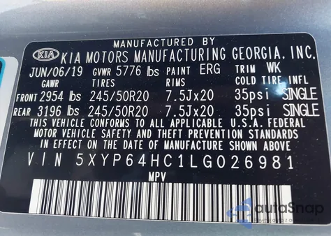 2020 Kia Telluride S from USA, damaged, VIN 5XYP64HC1LG026981